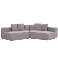 Compressed Boneless Sofa 2 Piece Suite w/ 6 Back Cushions - Grey