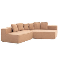 Compressed Boneless Sofa 2 Piece Suite w/ 6 Back Cushions - Brown
