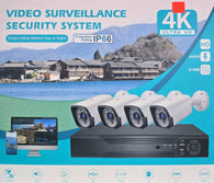 HD Security Recording DVR System w/ Internet & 4G Phone Viewing  - 4 x 4MP Bullet Cameras, IP66, Motion Detection + 500GB HDD