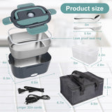 Electric Lunch Box Food Heater w/ 304 Stainless Steel Container - 80W 12V/24V/110V Portable Food Warmer for Vehicle
