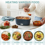 Electric Lunch Box Food Heater w/ 304 Stainless Steel Container - 80W 12V/24V/110V Portable Food Warmer for Vehicle