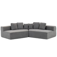 Compressed Boneless Sofa 2 Piece Suite w/ 6 Back Cushions - Grey Blue