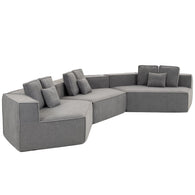 Compressed Boneless Sofa 3 Piece Suite  w/ 9 Back Cushions - Grey Blue