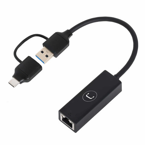 Dual USB 3.0 & Type C to Gigabit Ethernet Adapter