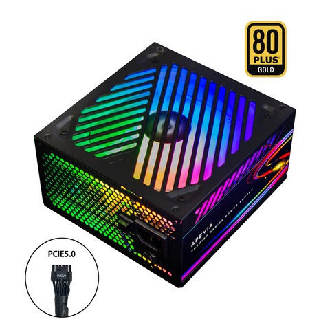 Apevia Premier Series 850W RGB ATX 3.0 & PCIE 5.0 80+ Gold Certified Power Supply w/ with PCle 5.0 / Gen 5 12VHPWR (12pin+4pin) GPU connector