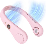 Portable 360° Neck Fan w/ 5 Adjustable Modes - Bladeless & Rechargeable - 4000mAh 4-6 Hour Battery - LCD Screen