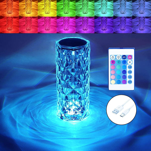 BGFHome Crystal RGB Color Changing Touch Diamond Rechargeable Lamp w/ Remote