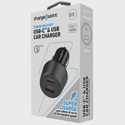 Chargeworx PD 63W USB-C & USB Car Charger