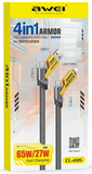Awei 4-in-1 (65W) PD USB Type-C / Lightning / Charging Cable 3FT (1m)