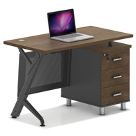 Sit D400 Office Desk w/ Cabinet - Dark Grey & Walnut