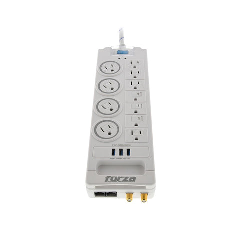 Forza FSP-1011USBW Surge Protector 1800J, 1750W, 120V/240V, 11 Outlet, USB, RJ45 & Coaxial