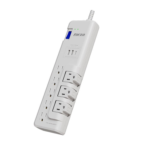 Forza FSP-821RUSBCW Surge Protector 2200J, 1625W, 120V/240V, 8 Outlets - 3 Rotating,  2 x USB-A, 1 x USB-C