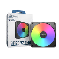 MONTECH GF120 V2 ARGB GF120V2B 120mm Case Fan Sleek & Minimalist Design, High Airflow, Hydraulic Bearing, Quiet Performance, Vibrant ARGB Lighting, Black