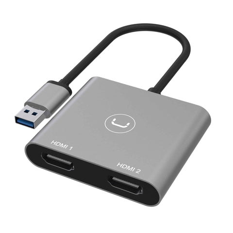 Unno Tekno USB 3.0 to Dual HDMI Adapter - Grey