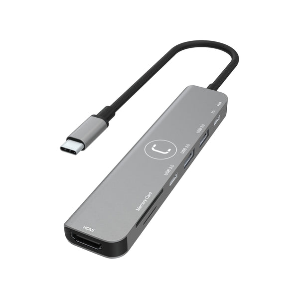Unno Tekno 7 in 1 Type C Hub - Grey