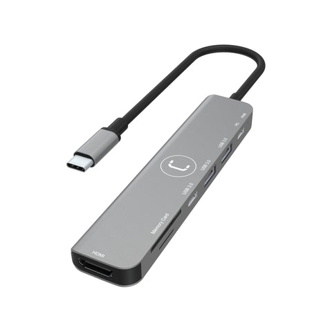 Unno Tekno 7 in 1 Type C Hub - Grey
