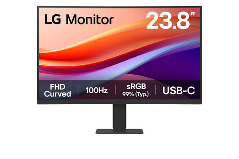 LG 23.8" FHD Curved Monitor w/ USB Type-C 15W PD - 100Hz, 5ms, HDMI