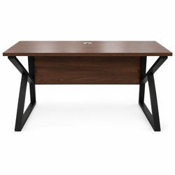Modern Office Desk w/ Metal Legs & Front Panel