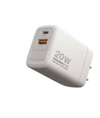 Unno Tekno PW5062WT PowerPro Dual Port GAN PD20W Wall Charger