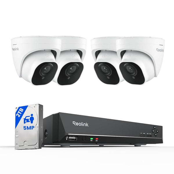 Reolink Security Camera Kit Bundle  - 8 Channel 4K NVR w/ 2TB HDD, 4 x  H.265 4K/5MP PoE Dome Cameras