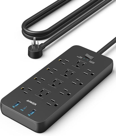 Anker 351 Surge Protector 2100J, 12 AC Outlets, 1 20W USB-C (Fast Charging) & 2 USB-A Ports, 5ft Cord