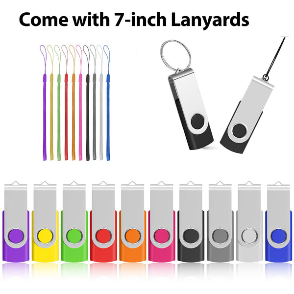 32GB USB 2.0 Flash Drive w/ Lanyard - Assorted Colours