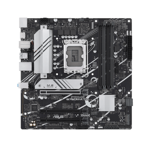 ASUS PRIME B760M-A Socket LGA1700 / Intel B760 / DDR5 / USB 3.2 Gen 1 / USB 3.2 Gen 2 / USB-C 3.2 Gen 1 / 2.5 Gigabit LAN / Onboard graphics (CPU required) / HD Audio (8-channel) / HDMI / Display Port / micro ATX Motherboard