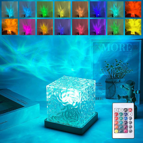 Aurora Celestial Water Glow 16 Colour Changing Crystal Table Projector Lamp w/ Remote