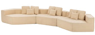 Compressed Boneless Sofa 3 Piece Suite w/ 9 Back Cushions - Beige