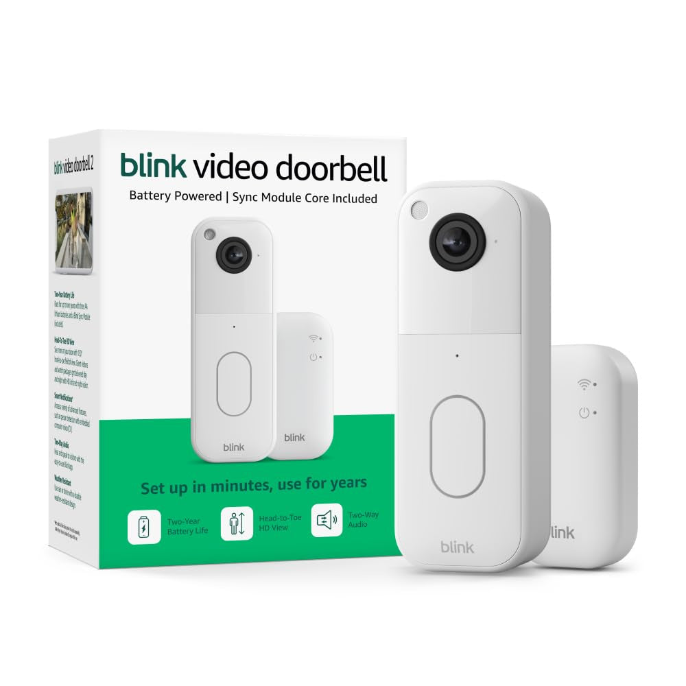 Blink Video Doorbell Head-to-Toe HD View, Sync Module Core Included ...