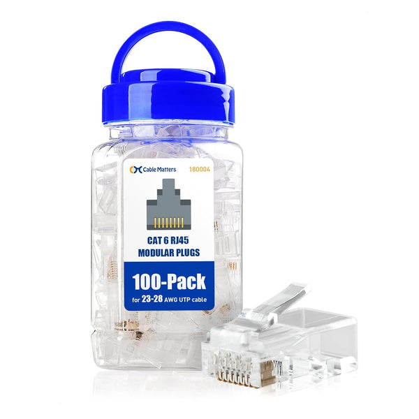 Cable Matters Cat 6 RJ45 Modular Connectors - 100-Pack