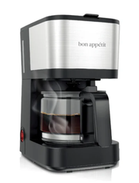 Drip Coffee Machine - Compact Design w/ Glass Pot, Reusable Filter & 5 Cup Capacity