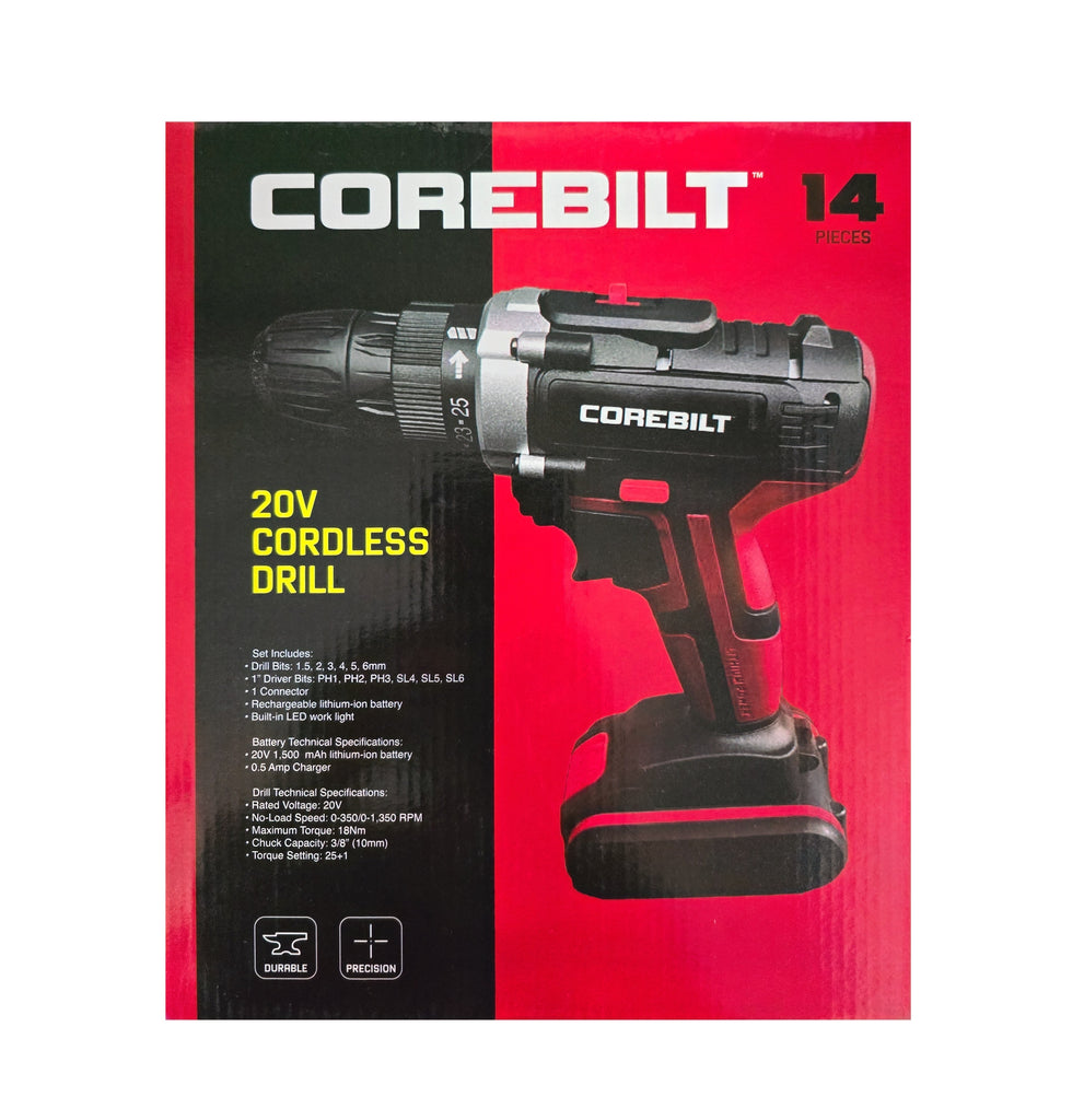 Corebilt 14 Pc 20V Cordless Drill – online.bb