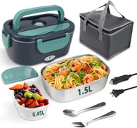 Electric Lunch Box Food Heater w/ 304 Stainless Steel Container - 80W 12V/24V/110V Portable Food Warmer for Vehicle