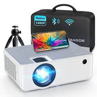 FANGOR Portable WiFi Bluetooth Full HD Projector w/ Tripod for Home & Outdoor - Compatible with Phone/Laptop/PC/ TV Stick/USB/SD card