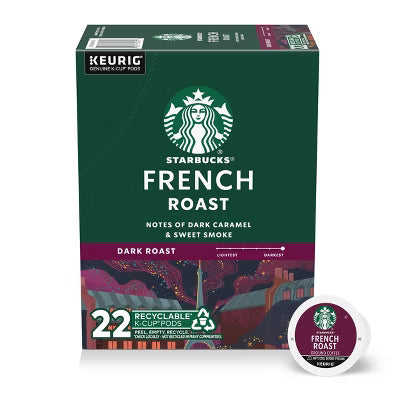 Starbucks French Roast Hot or Iced Coffee Dark Roast, K-Cup Coffee Pods - 22 ct