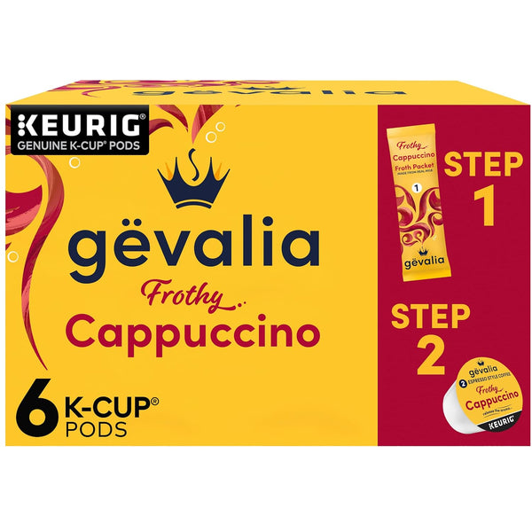 Gevalia Cappuccino K-Cup Espresso Coffee Pods & Froth Packets - 6 ct