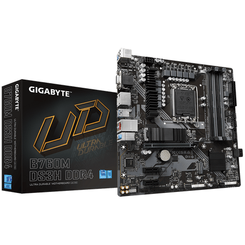 Gigabyte B760M DS3H DDR4 - 1.0 - LGA1700/Intel B760/DDR4/USB 3.2 Gen 1/USB 3.2 Gen 2/USB-C 3.2 Gen2/ Gigabit LAN/Onboard Grpahics (CPU required)/HD Audio (8-channel)/micro ATX Motherboard