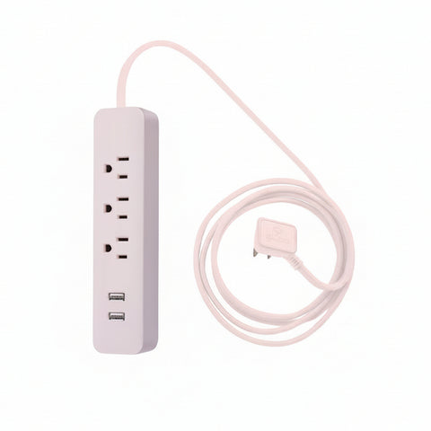 Designer Power Strip 3 Outlets | 2 USB-A | 300J | 6ft Fabric Cord