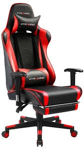 GTRACING Gaming Chair Office Chair PU Leather w/ Footrest & Adjustable Headrest - Red