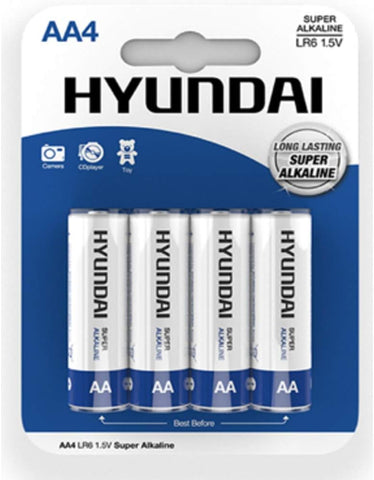 Hyundai 4 Pack AA Alkaline Batteries