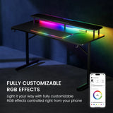 GTRacing Lumina Elite LED Gaming Desk w/ USB & Power Outlets | Monitor Stand & Wireless Charging  - Black