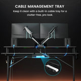 GTRacing Lumina Elite LED Gaming Desk w/ USB & Power Outlets | Monitor Stand & Wireless Charging  - Black