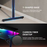 GTRacing Lumina Elite LED Gaming Desk w/ USB & Power Outlets | Monitor Stand & Wireless Charging  - Black