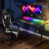 GTRacing Lumina Elite LED Gaming Desk w/ USB & Power Outlets | Monitor Stand & Wireless Charging  - Black