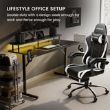 GTRacing Lumina Elite LED Gaming Desk w/ USB & Power Outlets | Monitor Stand & Wireless Charging  - Black