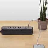 Designer Power Strip 3 Outlets | 2 USB-A | 300J | 6ft Fabric Cord