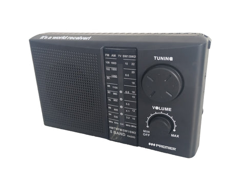 Portable 5-Band AM/FM/TV/SW1/SW2 Radio