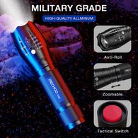 Tactical Waterproof Flashlight w/ High Lumens & 5 Modes