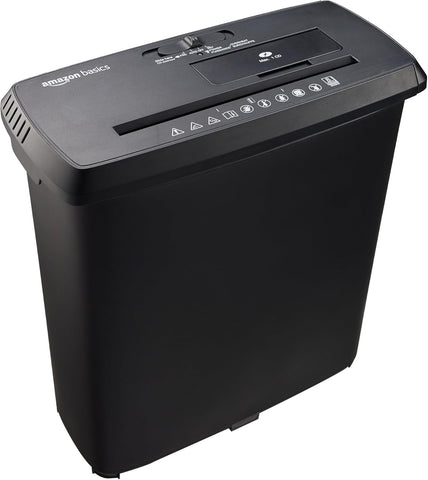 Amazon Basics Paper Shredder for Home and Office, 8-Sheet Strip Cut, CD/ Credit Card Shredder, 3.4 Gallon Wastebasket
